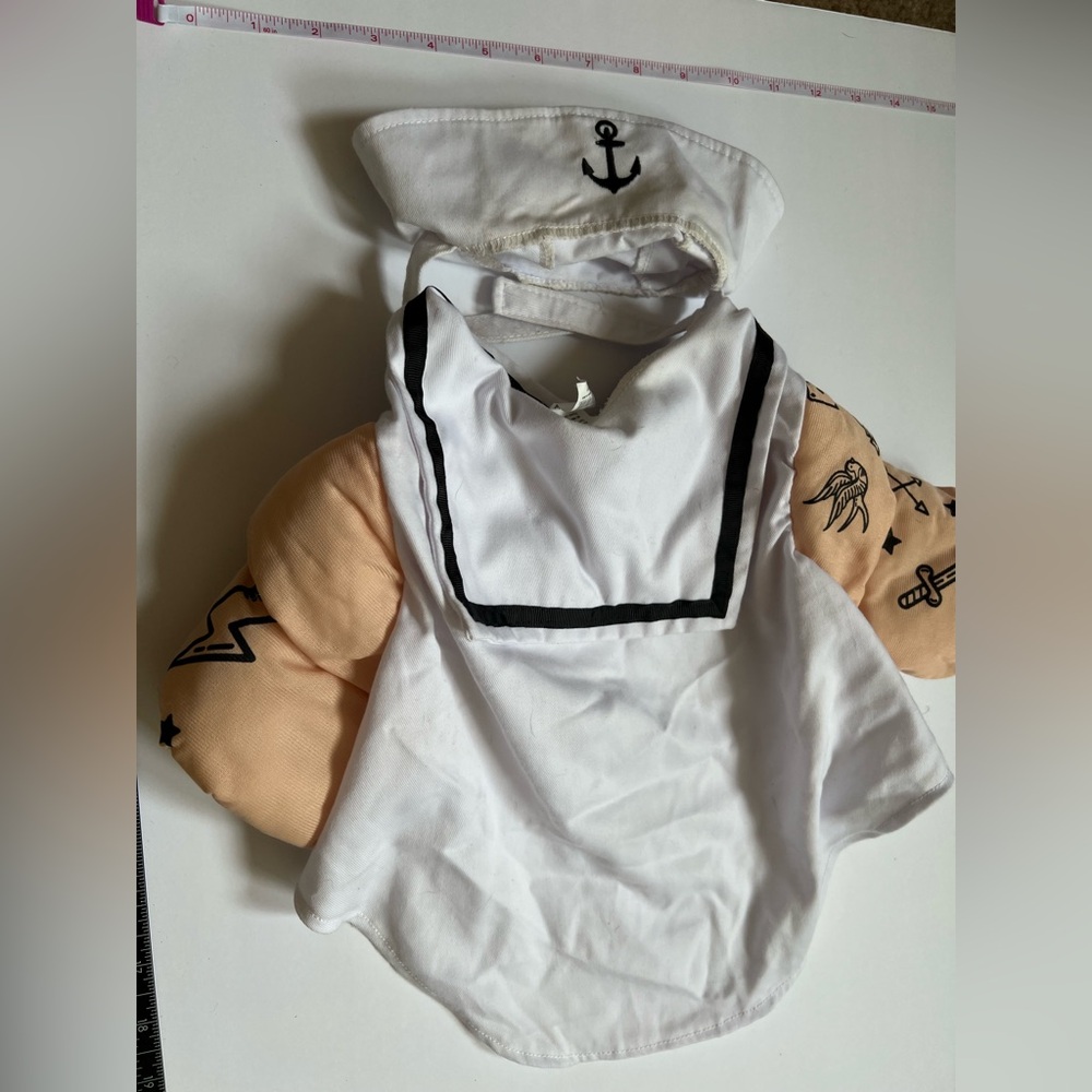 Bootique Dog Popeye Sailor Muscle Man Costume White Size M - Picture 2 of 4